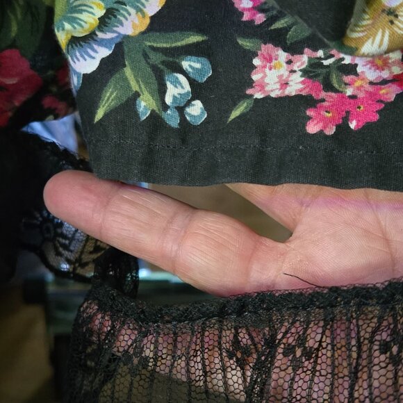 Stunning Mixed Pattern Rockabilly Plaid Floral Black Lace Handmade Dress Size S - Picture 7 of 7